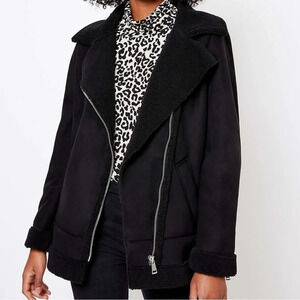 NEW W/O TAGS LOFT Faux Suede Aviator Jacket